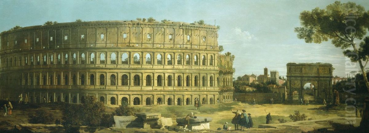 View of the Colosseum and the Arch of Constantine Oil Painting by Canaletto