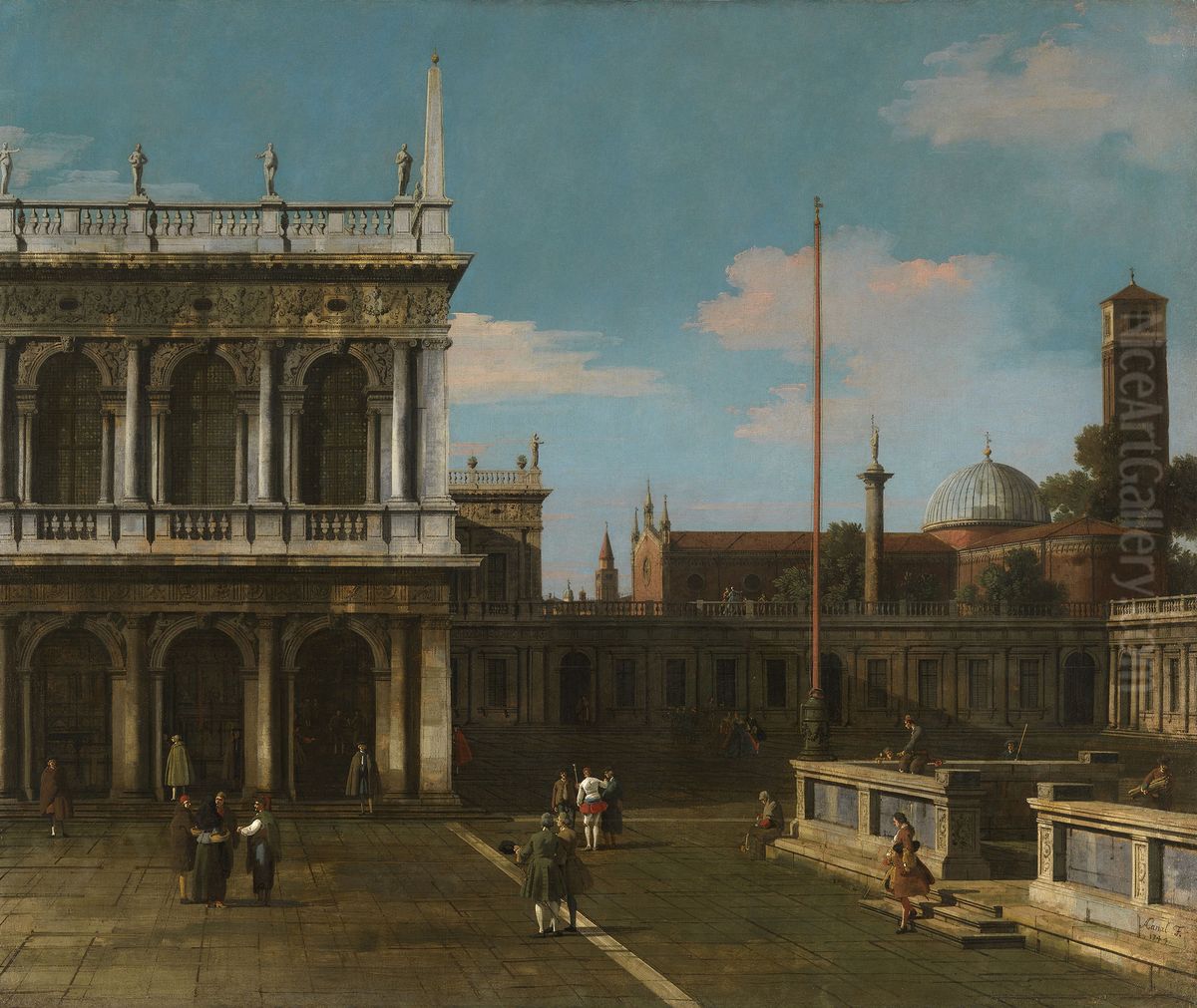Capriccio View of the Piazzetta with the Libreria Oil Painting by Canaletto