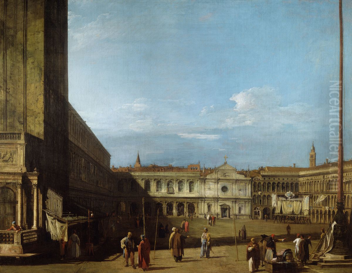 Piazza San Marco looking West towards San Geminiano Oil Painting by Canaletto