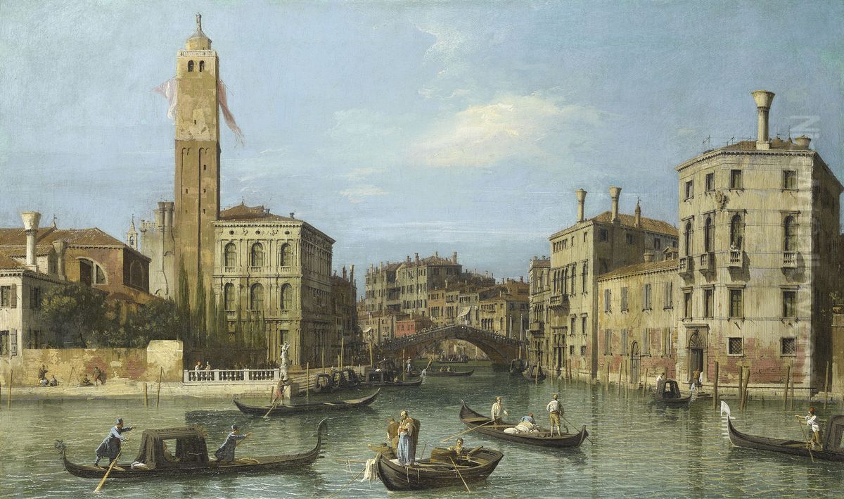 Venice: S. Geremia and the Entrance to the Cannaregio Oil Painting by Canaletto