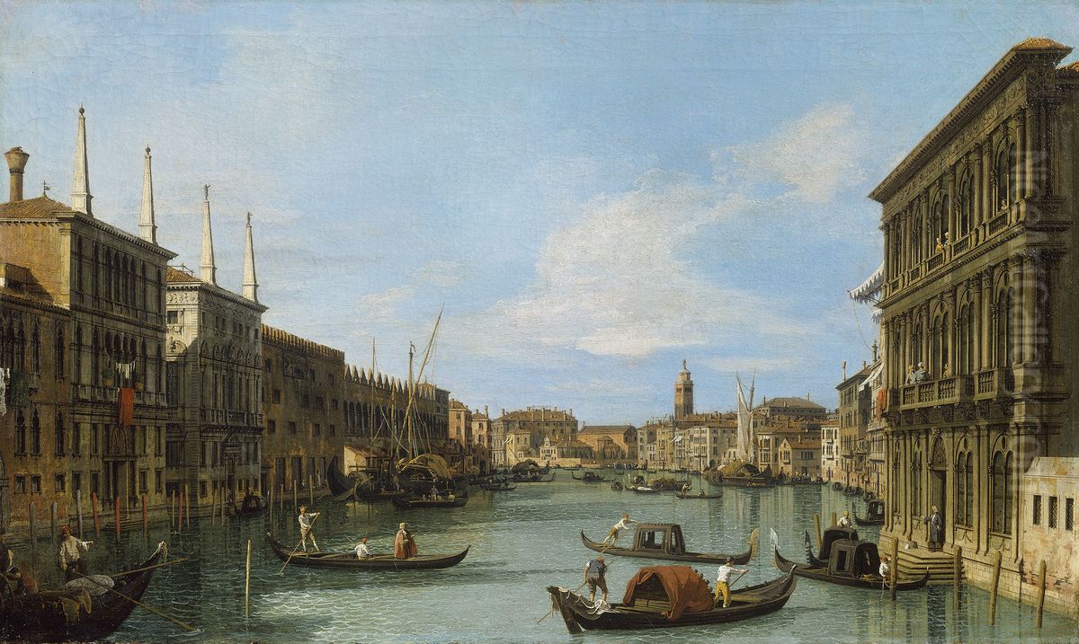 The Grand Canal looking West from Palazzo Vendramin-Calergi towards San Geremia Oil Painting by Canaletto