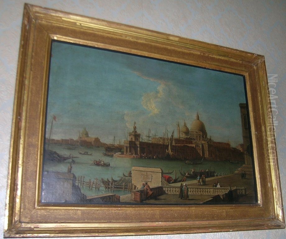 The Molo towards the Dogana and S. Maria della Salute Oil Painting by Canaletto