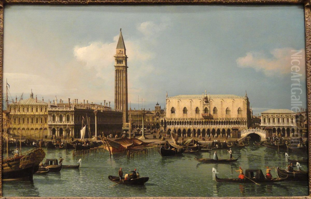 The Molo from the Basin of San Marco, Venice Oil Painting by Canaletto