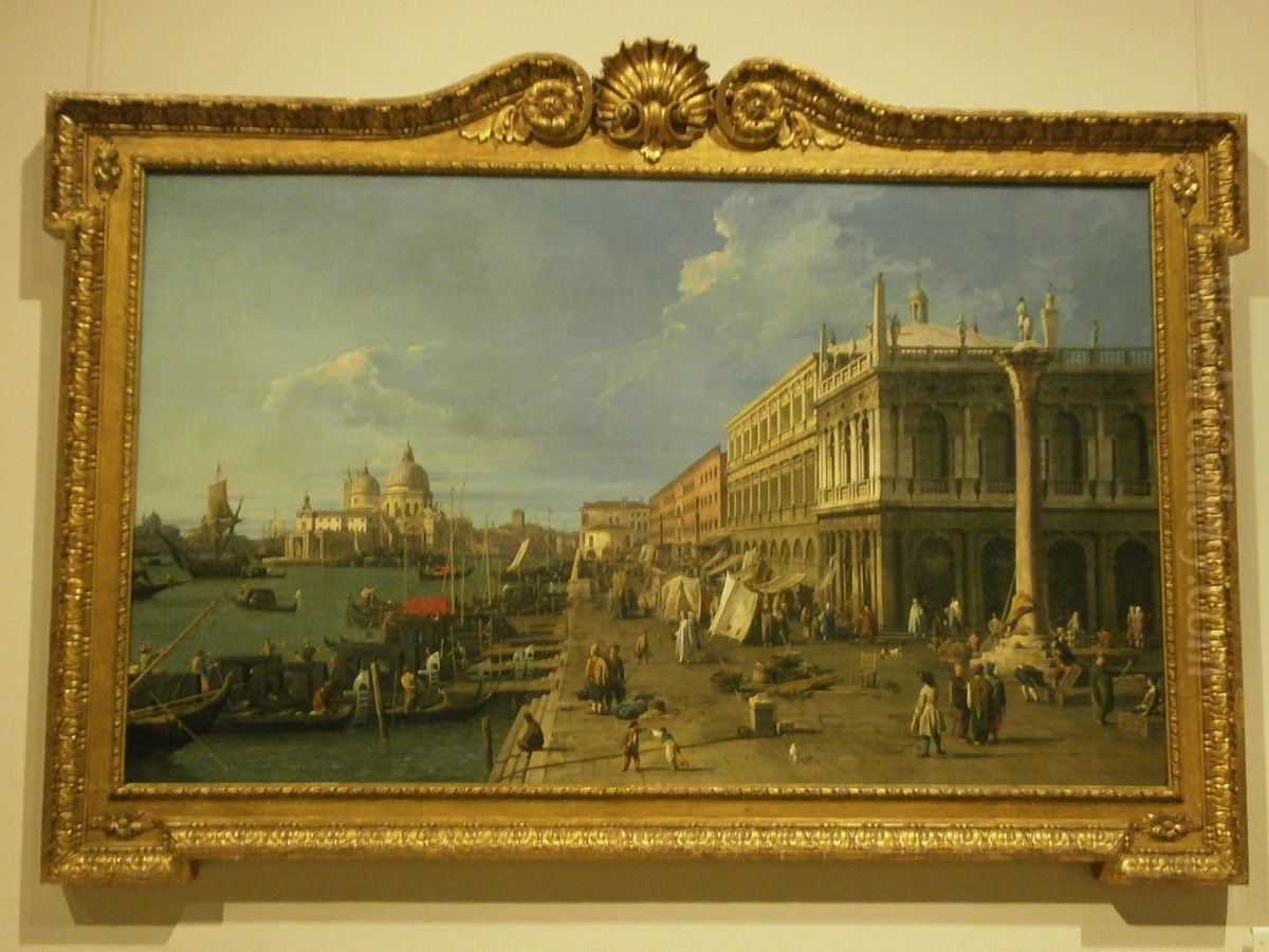 Il Molo verso la Zecca con la colonna di San Teodoro Oil Painting by Canaletto
