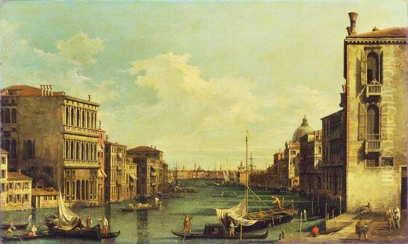 The Grand Canal from Campo San Vio towards the Bacino Oil Painting by Canaletto