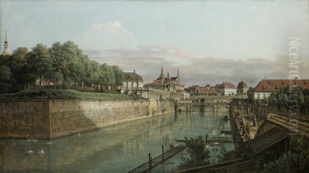 Der Zwingergraben in Dresden Oil Painting by Bernardo Bellotto