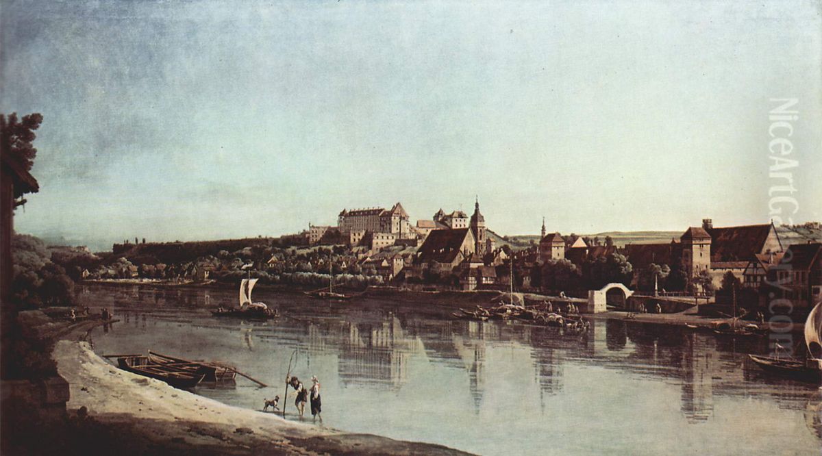 Ansicht von Pirna, Pirna von Kopitz aus, mit Festung Sonnenstein Oil Painting by Bernardo Bellotto