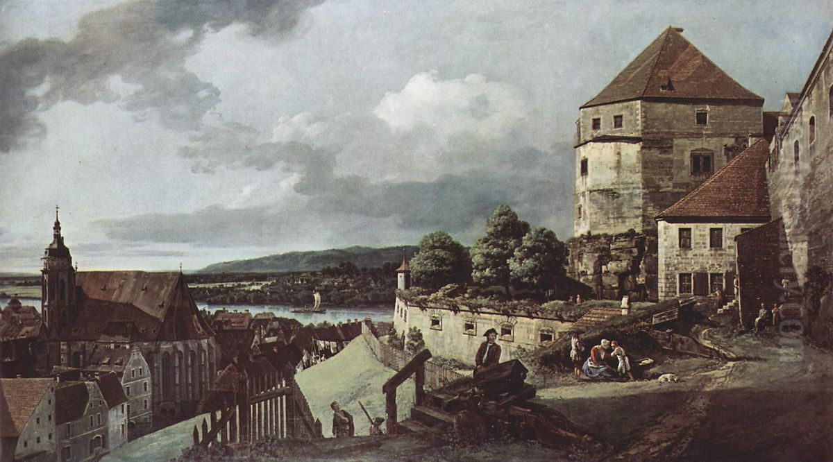Ansicht von Pirna,Pirna, von der Festung Sonnenstein aus gesehen Oil Painting by Bernardo Bellotto
