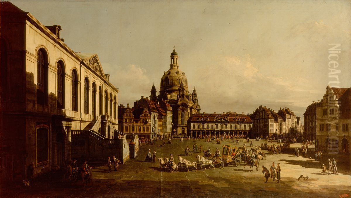 Neumarkt in Dresden Oil Painting by Bernardo Bellotto