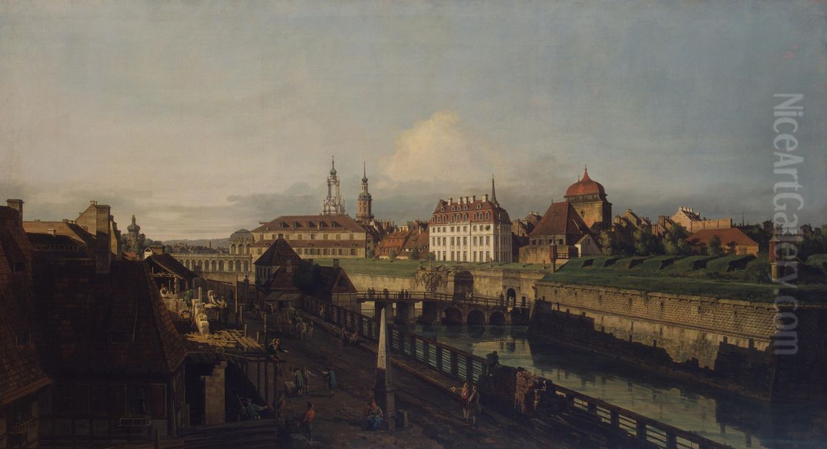 Old Fortifications of Dresden Oil Painting by Bernardo Bellotto