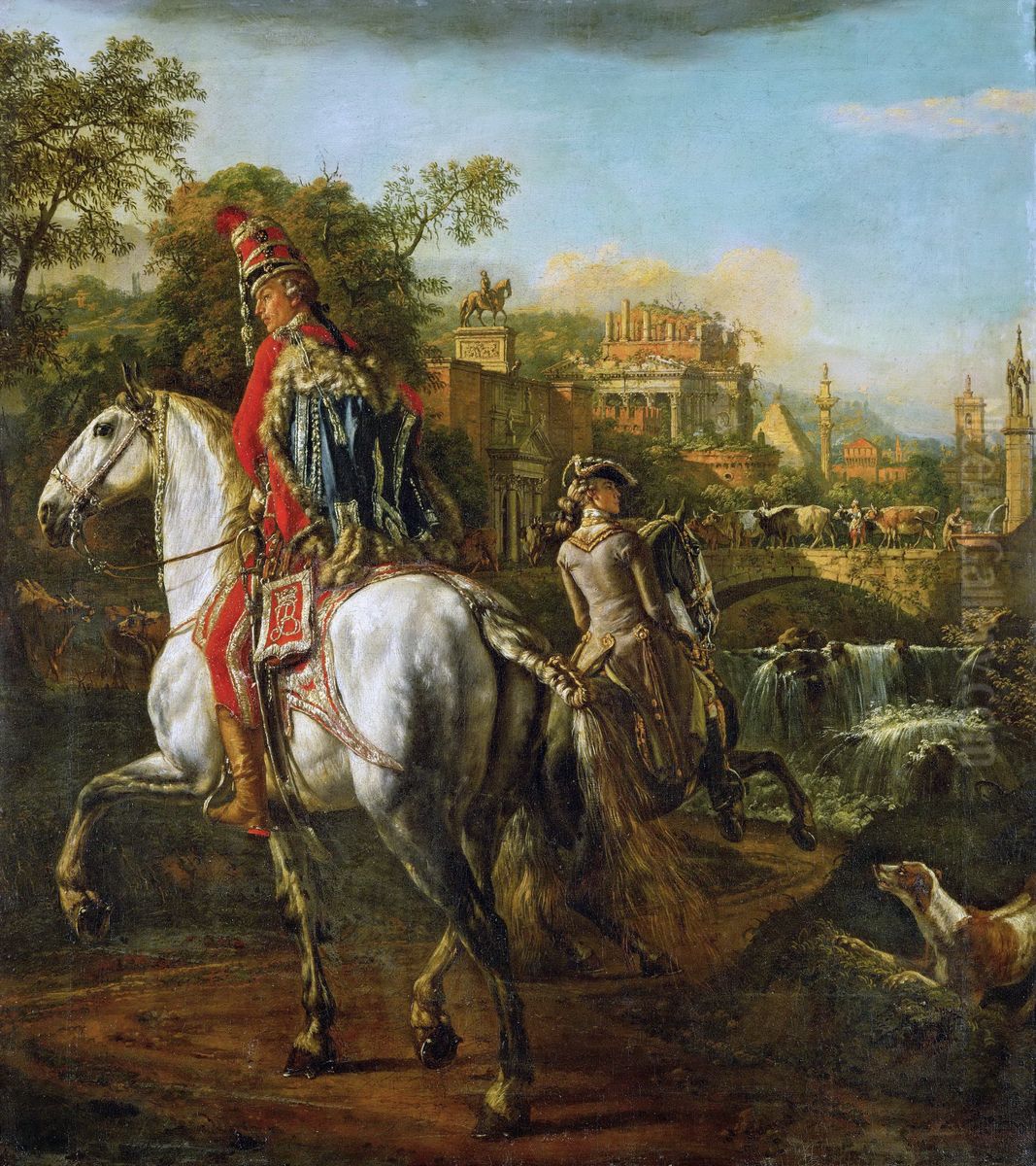 Equestrian Portrait of a Hussar Officer Oil Painting by Bernardo Bellotto