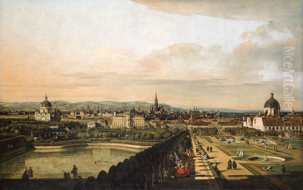 Vienna Viewed from the Belvedere Palace Oil Painting by Bernardo Bellotto