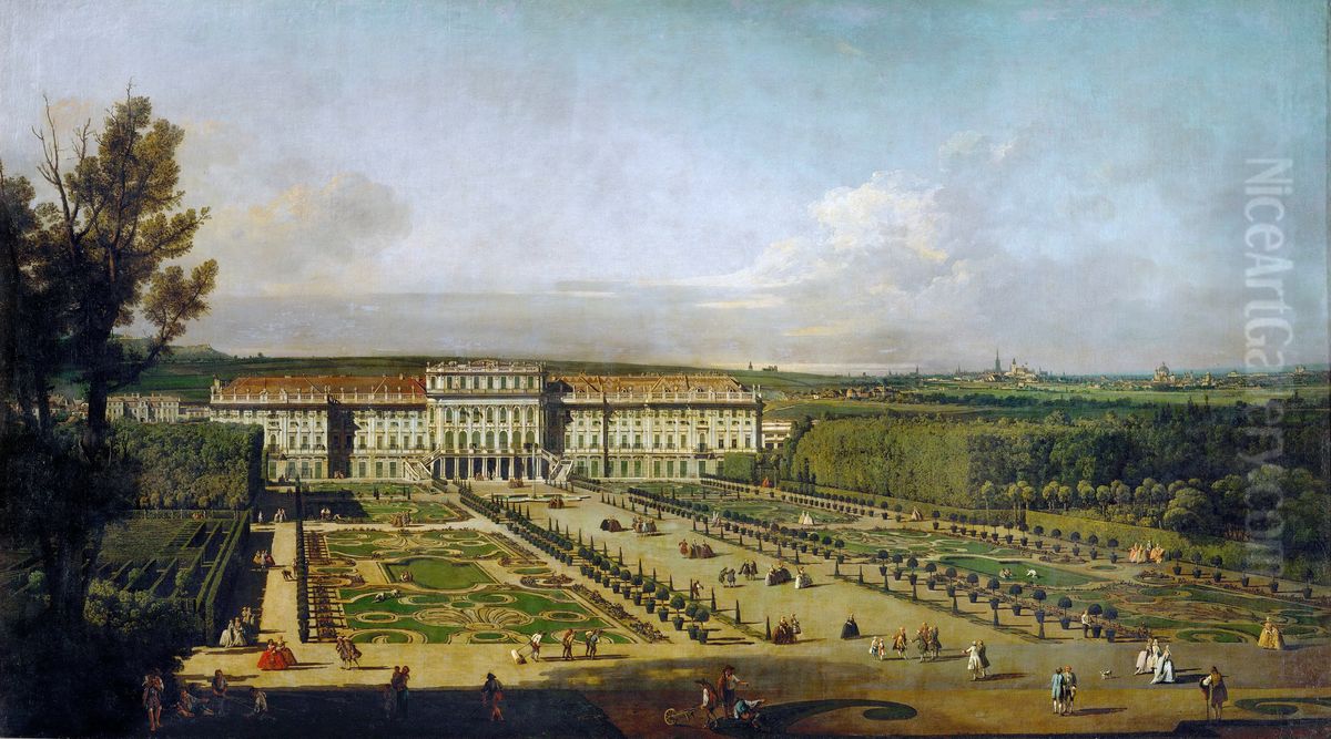 Kaiserliches Lustschloss Schonbrunn, Gartenfassade. Oil Painting by Bernardo Bellotto