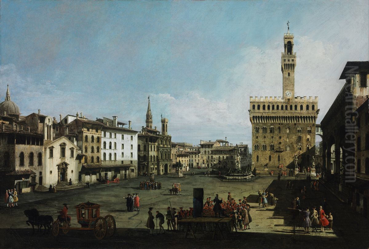 The Piazza della Signoria in Florence Oil Painting by Bernardo Bellotto