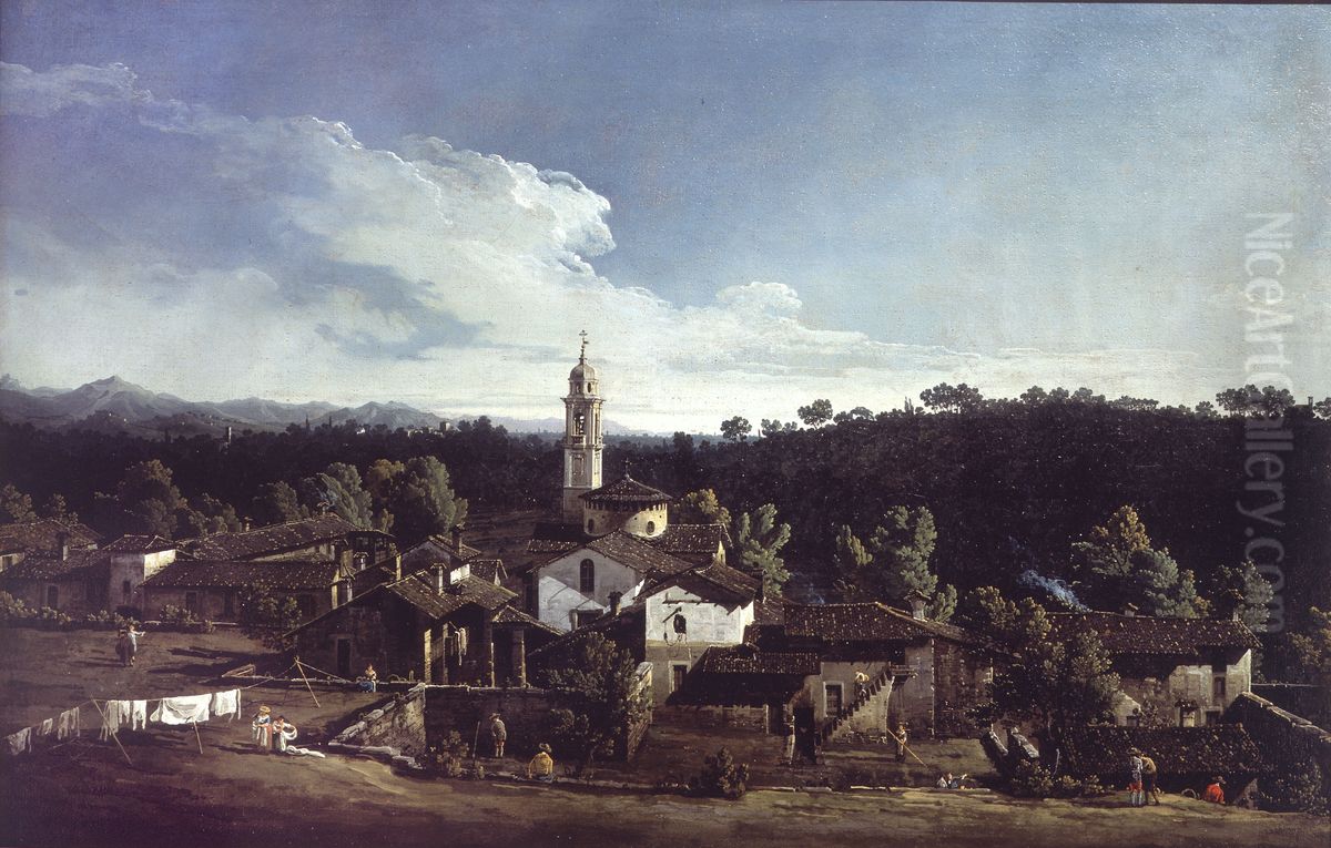 View of Gazzada near Varese Oil Painting by Bernardo Bellotto