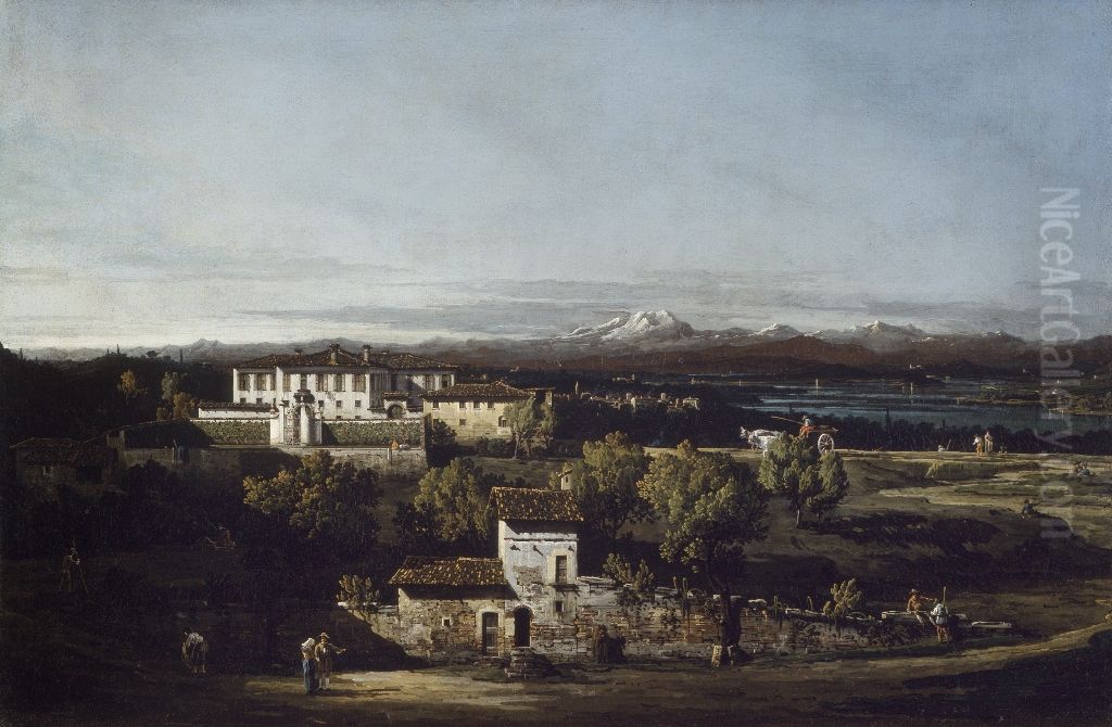 View of Villa Perabo, later Melzi, in Gazzada Oil Painting by Bernardo Bellotto