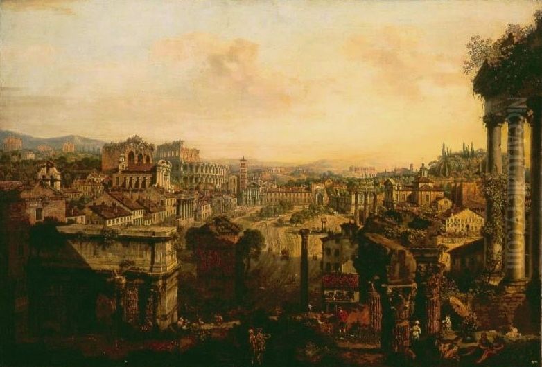 View of the Roman Forum as seen from the Capitol to the south-east. Oil Painting by Bernardo Bellotto