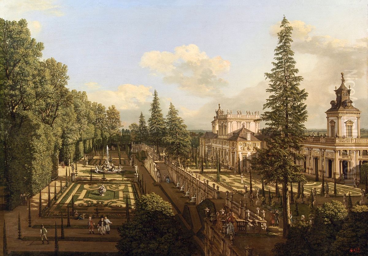Wilanow Palace as seen from north-east. Oil Painting by Bernardo Bellotto