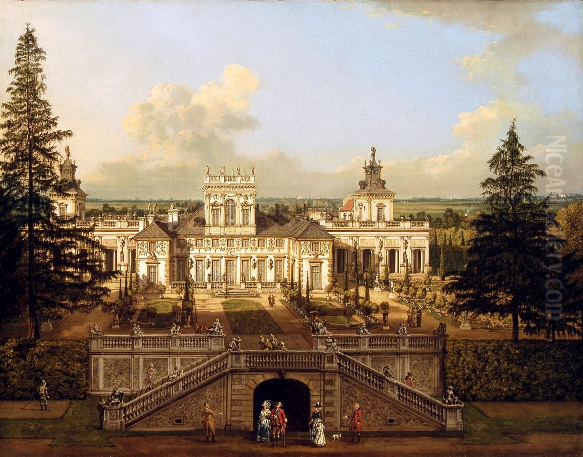 Wilanow Palace as seen from the garden. Oil Painting by Bernardo Bellotto