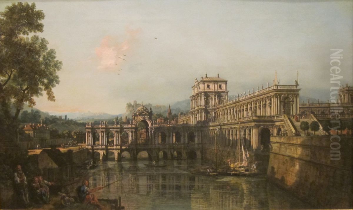 Architectural Capriccio Oil Painting by Bernardo Bellotto