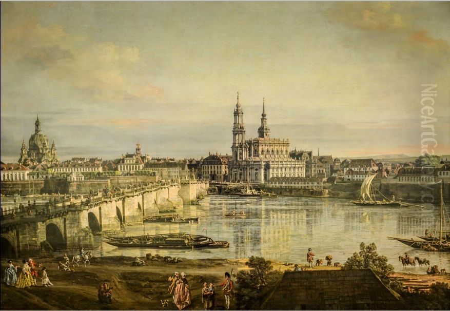 Blick auf Dresden Oil Painting by Bernardo Bellotto
