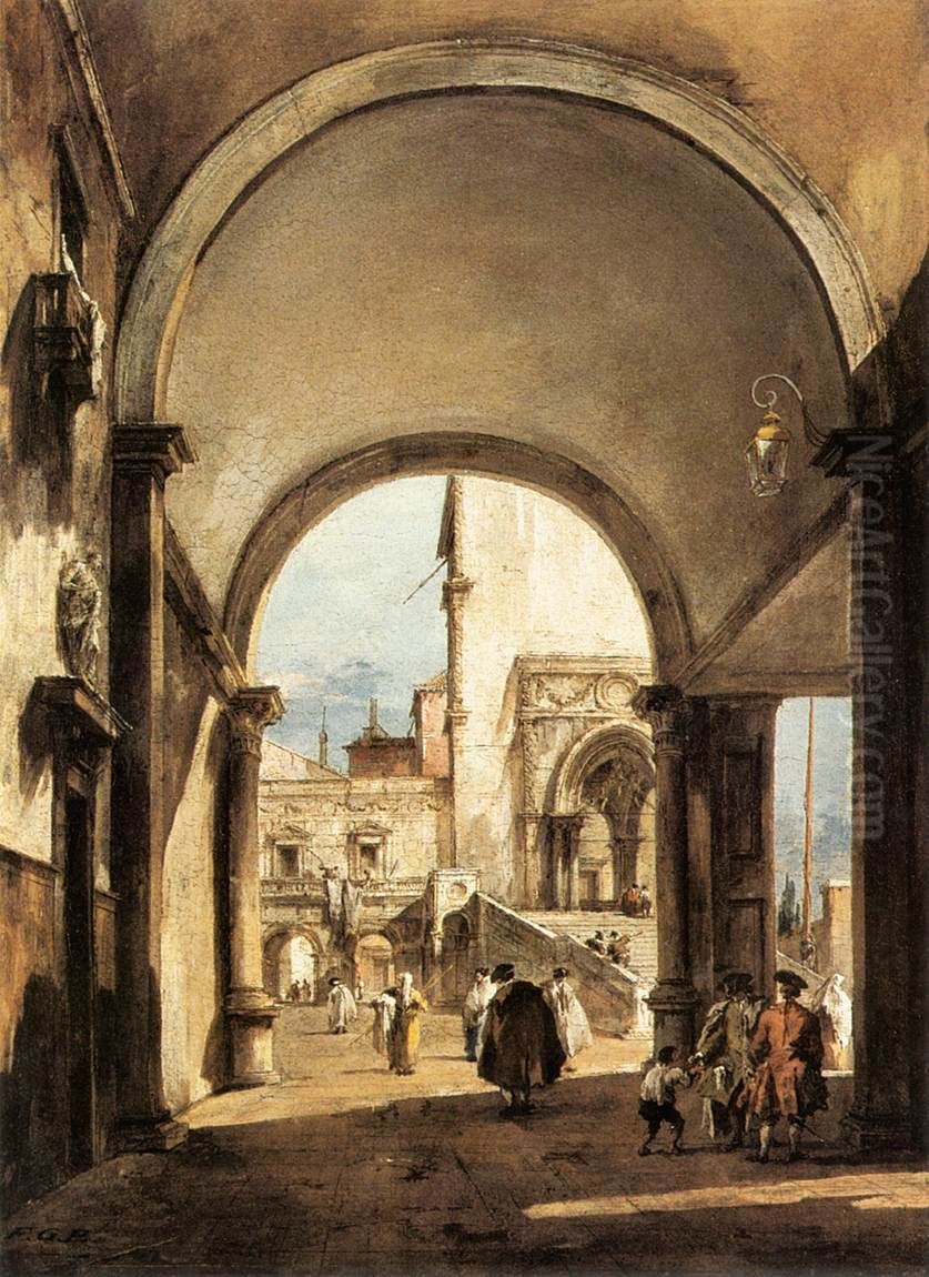 An Architectural Caprice Oil Painting by Francesco Guardi