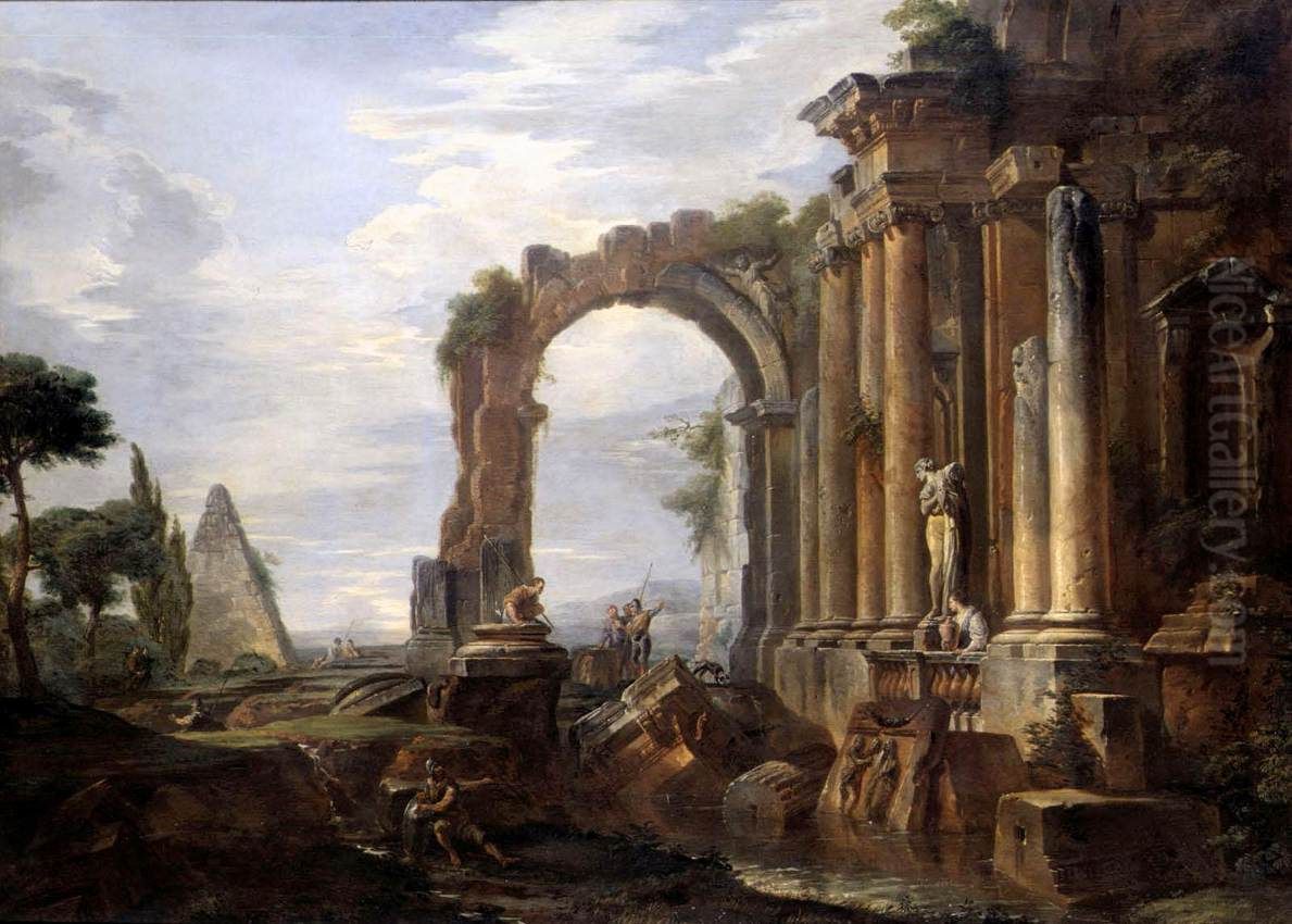 Capriccio of Classical Ruins Oil Painting by Giovanni Paolo Panini
