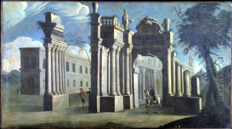 Capriccio di architetture Oil Painting by unknown