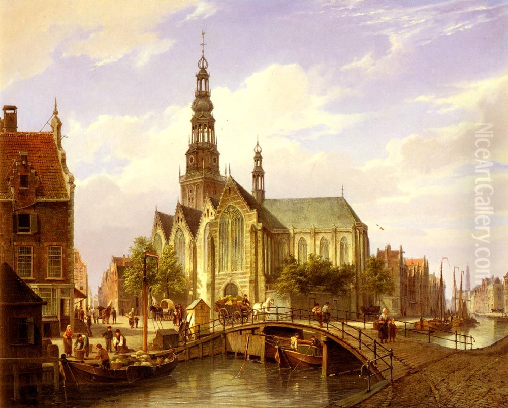 A Capriccio View of Amsterdam Oil Painting by Cornelis Christiaan Dommersen