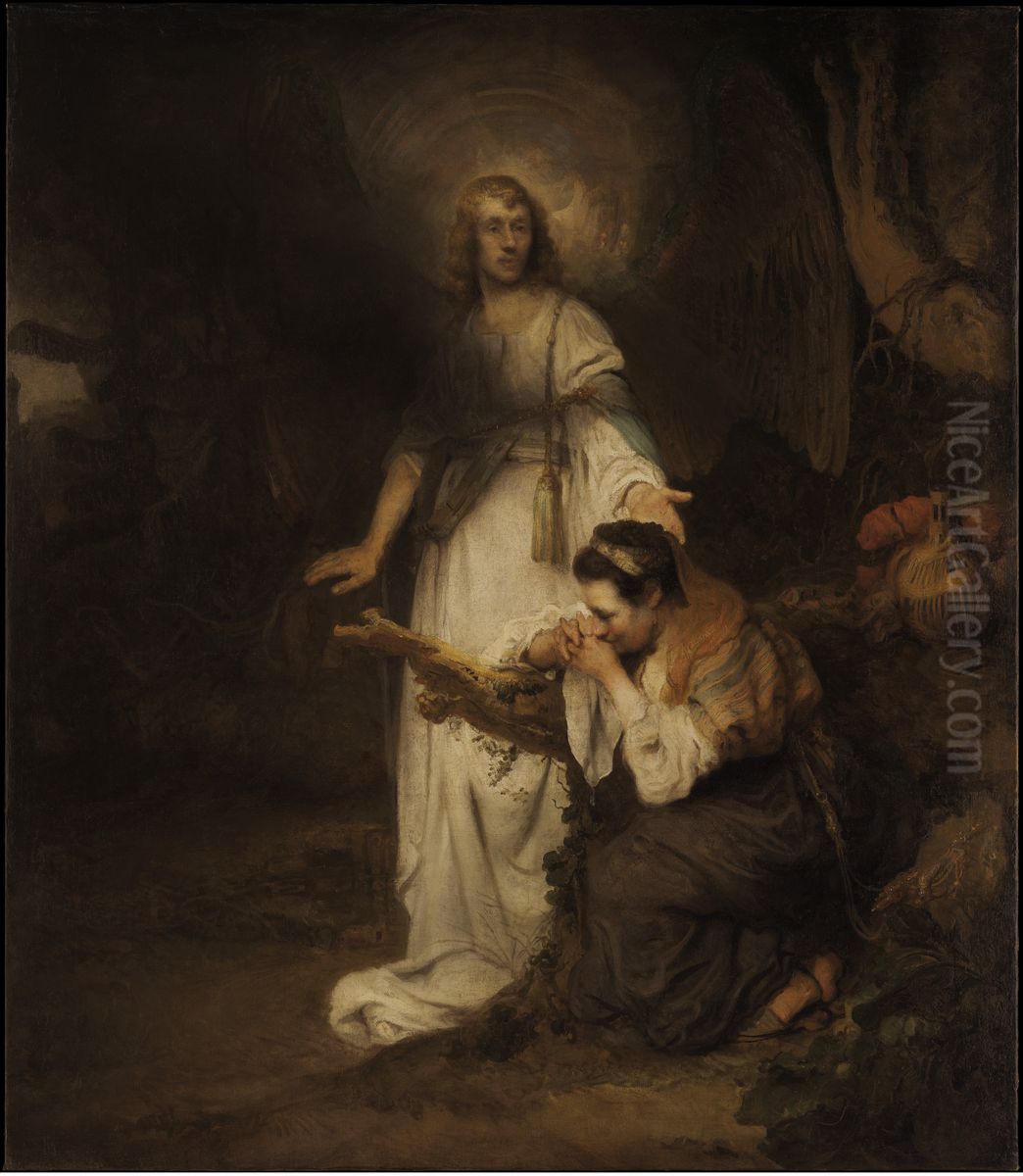 Hagar and the Angel Oil Painting by Carel Fabritius