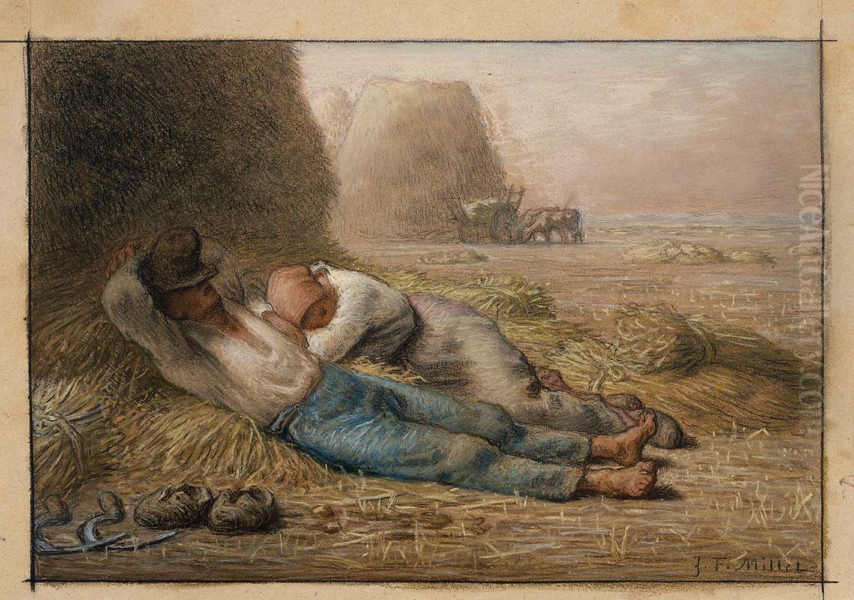 Noonday Rest Oil Painting by Jean-Francois Millet