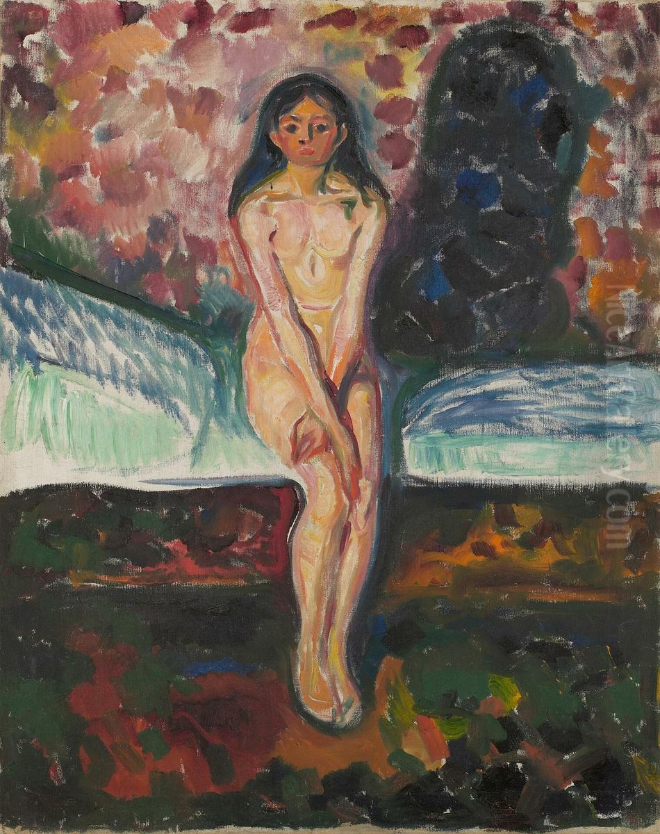 Puberty Oil Painting by Edvard Munch