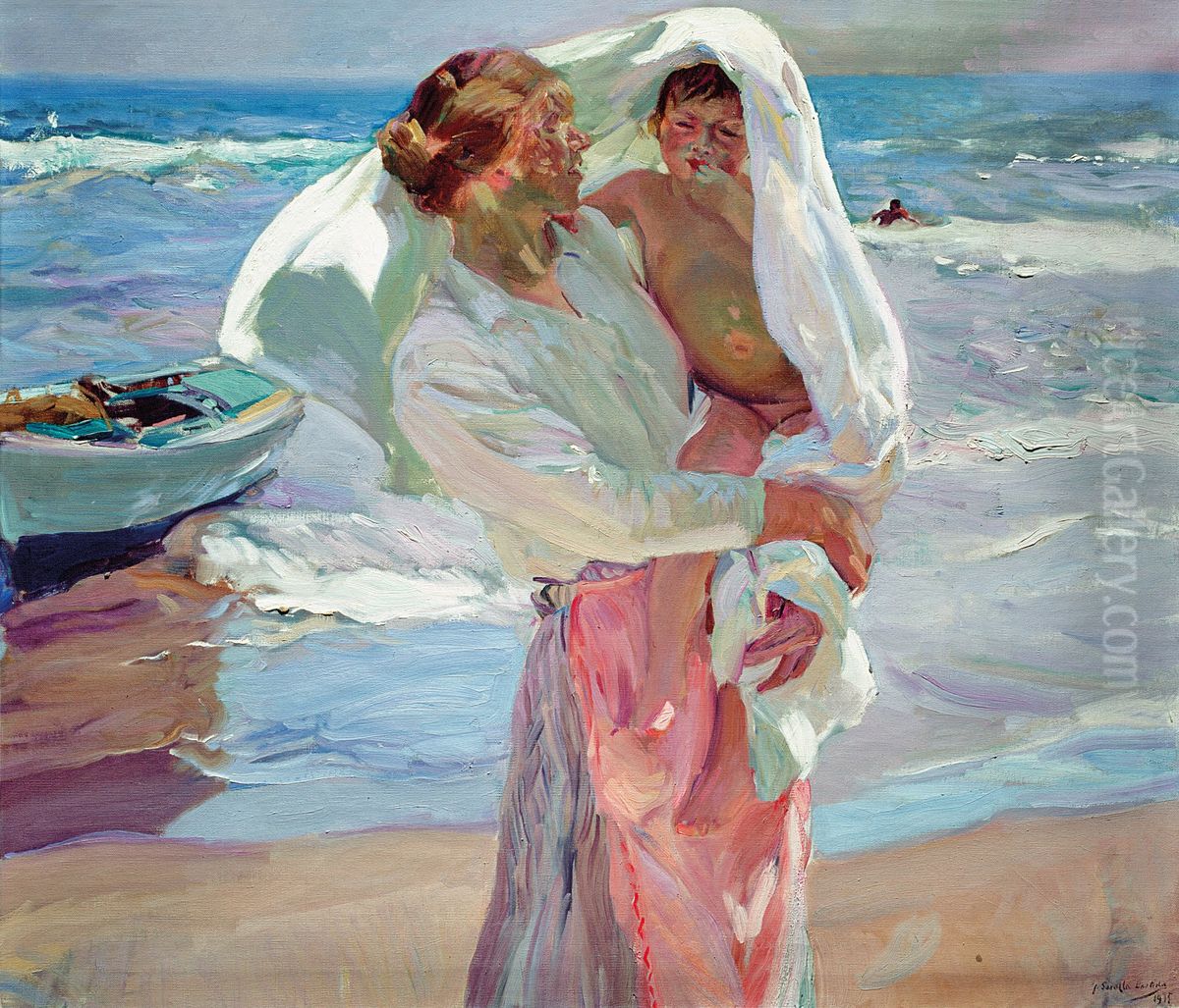 After Bathing Oil Painting by Joaquin Sorolla