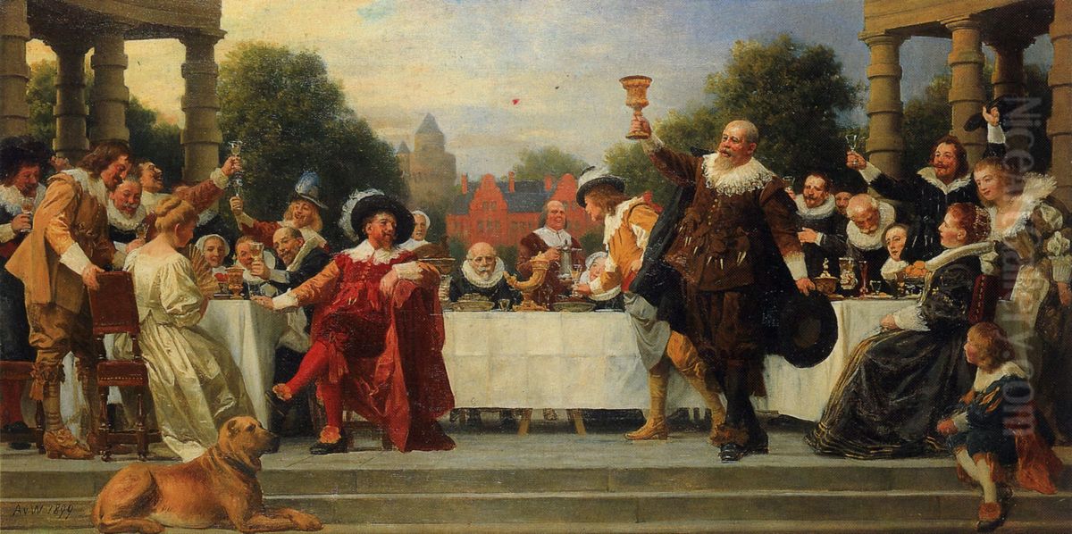 The banquet of the Mosse family Oil Painting by Anton von Werner