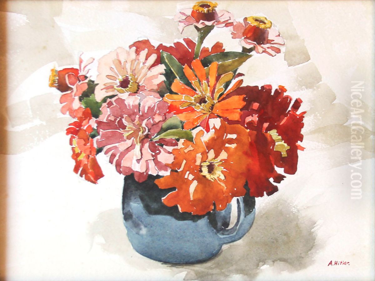 Vase mit Blumen Oil Painting by Adolf Hitler