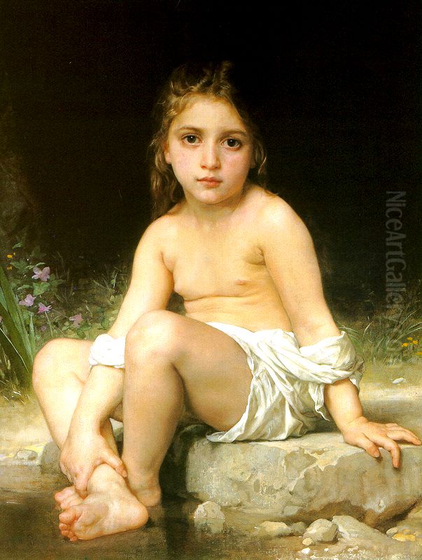 Enfant au bain Oil Painting by William-Adolphe Bouguereau