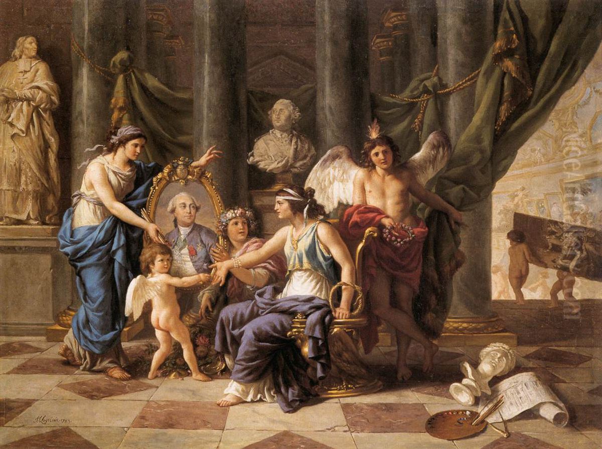 Allegory on the Installation of the Museum in the Grande Galerie of the Louvre Oil Painting by Jean-Jacques Lagrenee