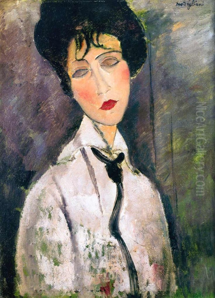 Woman with Black Cravat Oil Painting by Amedeo Modigliani