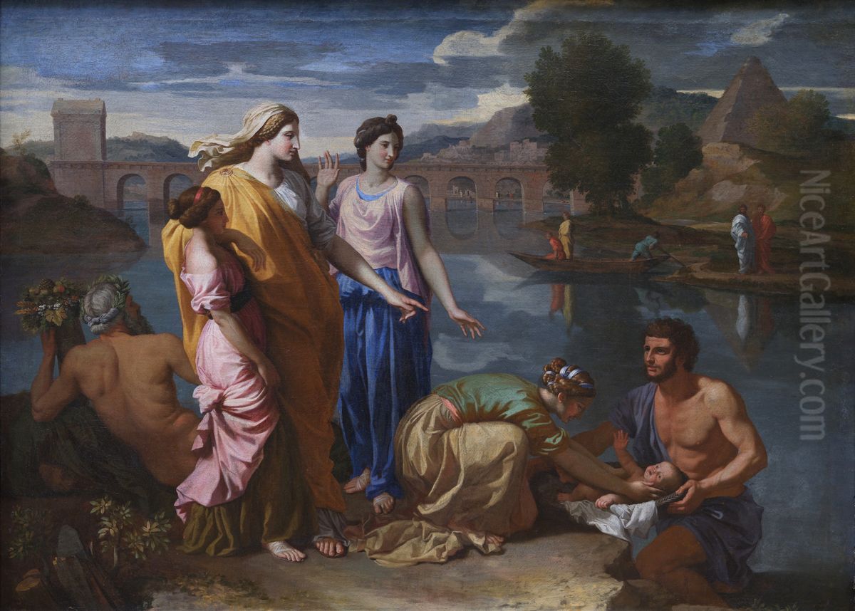 Moise sauve des eaux Oil Painting by Nicolas Poussin