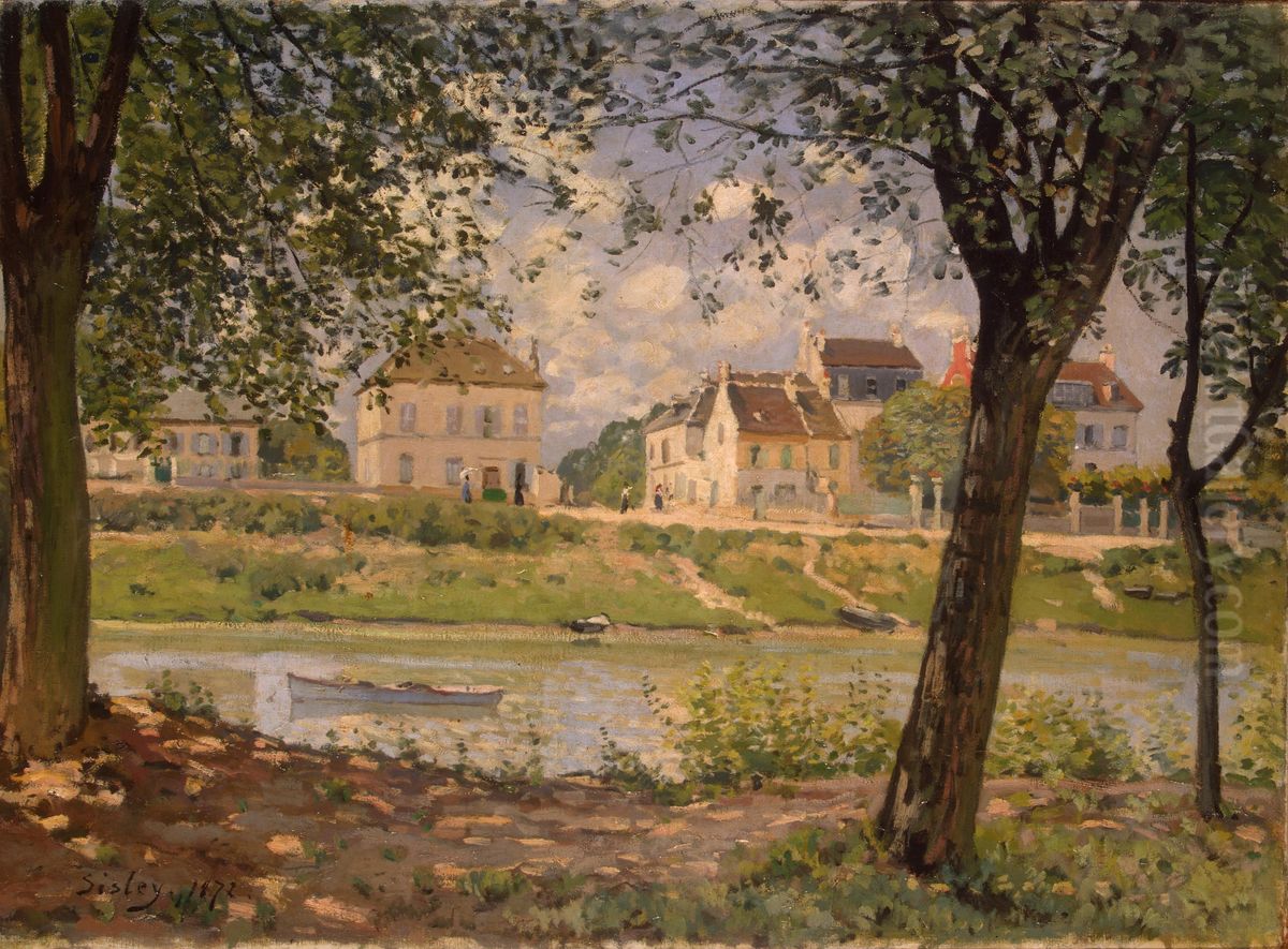 Villeneuve-la-Garenne(Village on the Seine) Oil Painting by Alfred Sisley