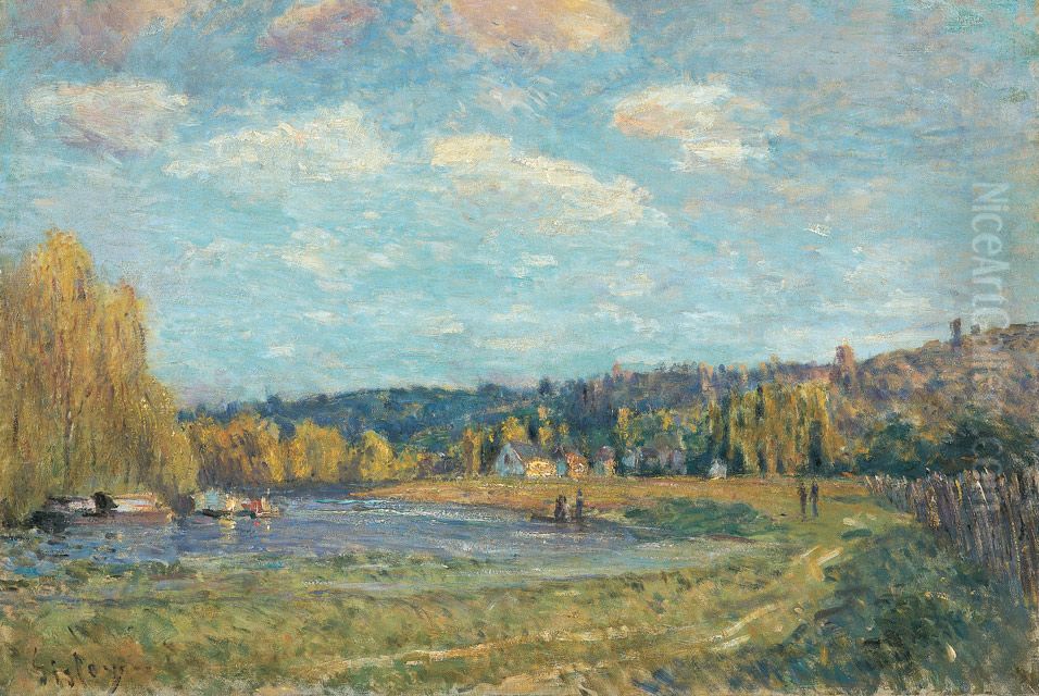 The Seine at Saint-Cloud Oil Painting by Alfred Sisley