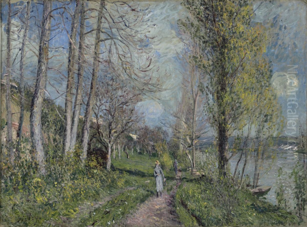 Banks of the Seine at By Oil Painting by Alfred Sisley