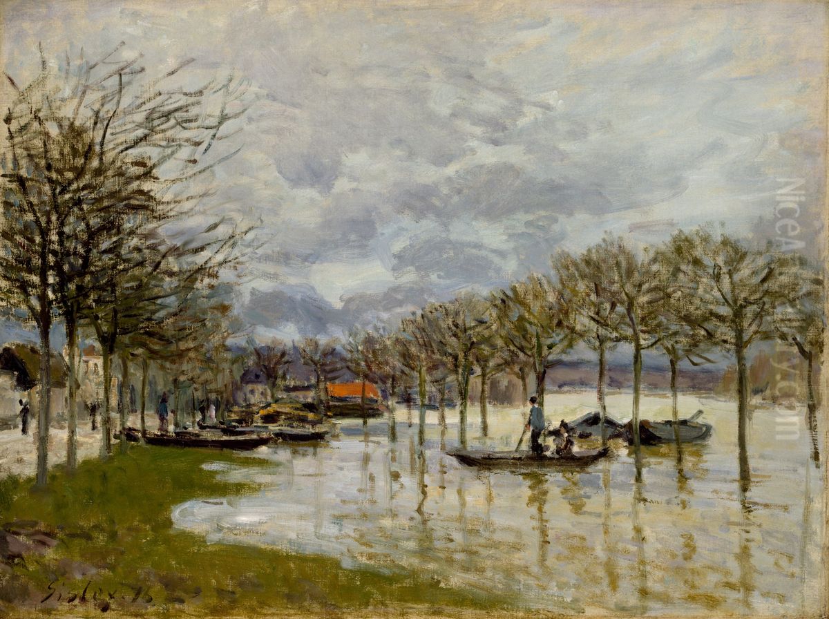 The Flood on the Road to Saint-Germain Oil Painting by Alfred Sisley