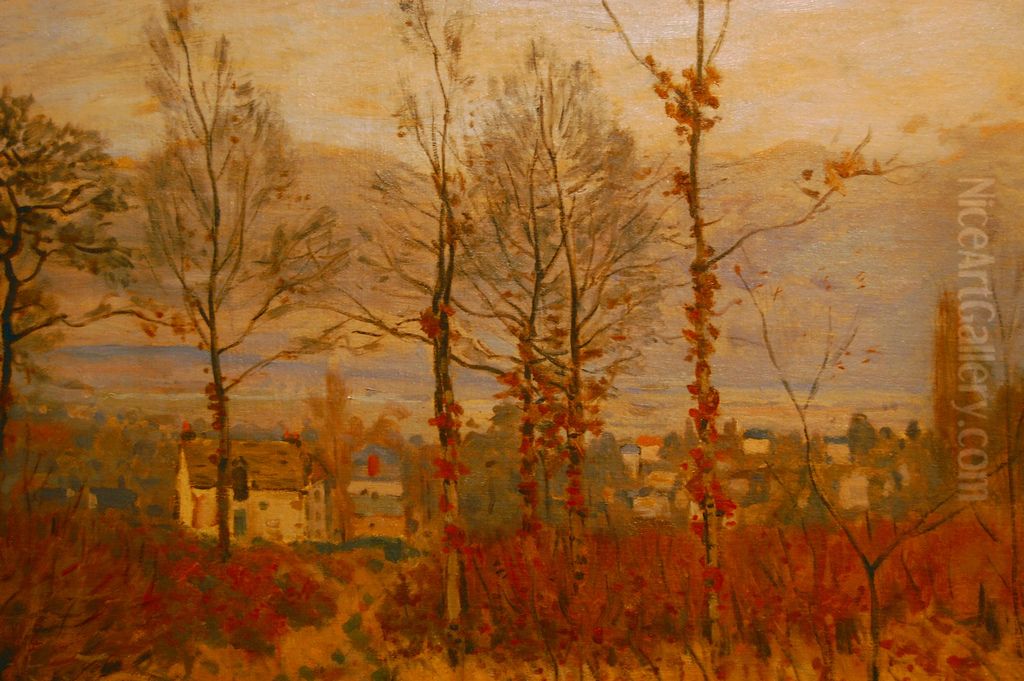 Louveciennes in Autumn Oil Painting by Alfred Sisley