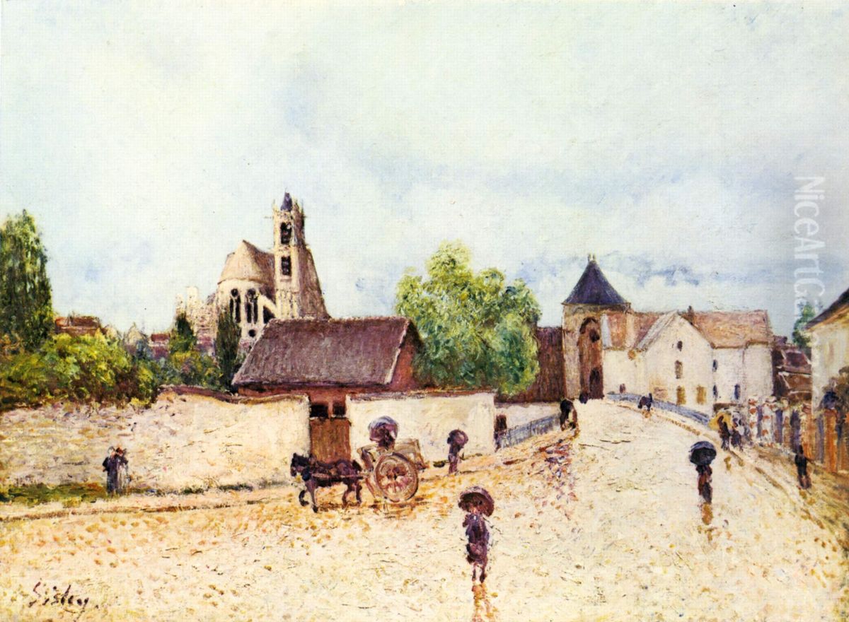 Moret-sur-Loing under the rain Oil Painting by Alfred Sisley