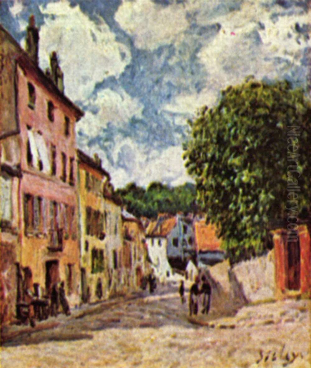A Street, Possibly in Port-Marly Oil Painting by Alfred Sisley