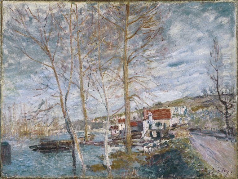 Flood at Moret Oil Painting by Alfred Sisley