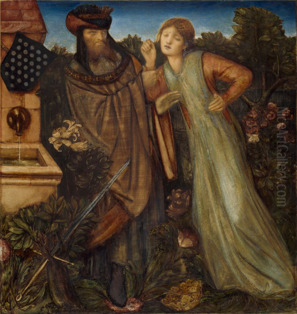 King Mark and La Belle Iseult Oil Painting by Edward Burne-Jones