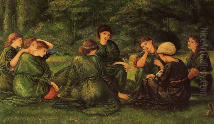 Green Summer Oil Painting by Edward Burne-Jones