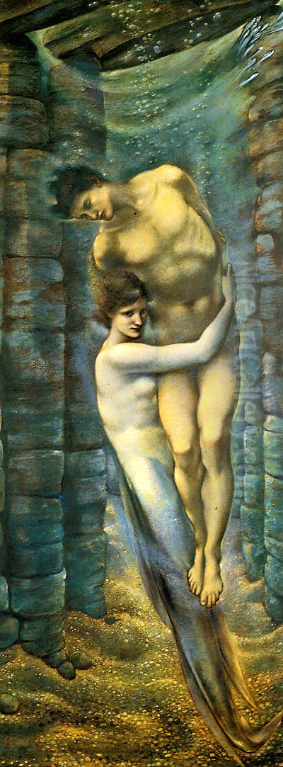 The Depths of the Sea Oil Painting by Edward Burne-Jones